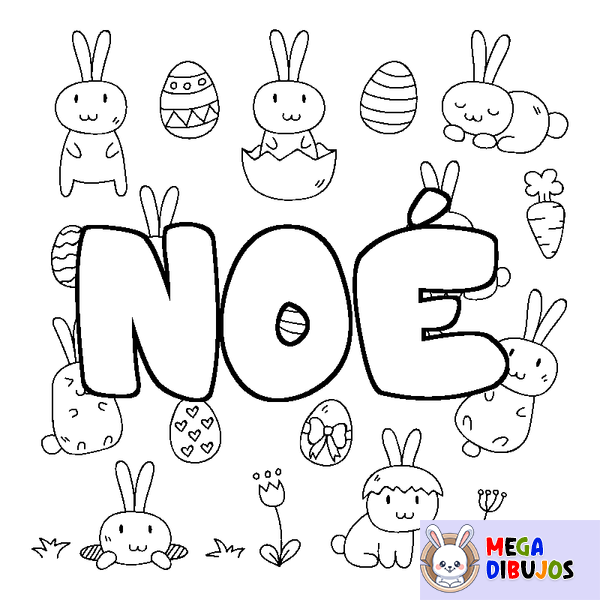 Coloraci&oacute;n del nombre NO&Eacute; - decorado Pascua