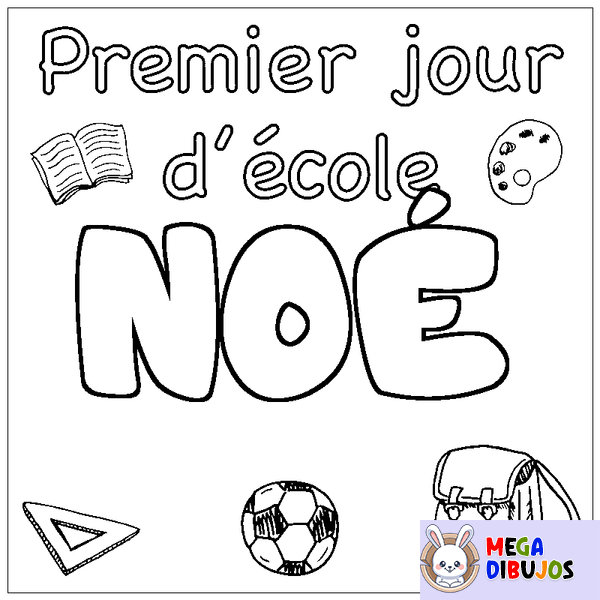 Coloraci&oacute;n del nombre NO&Eacute; - decorado primer d&iacute;a de escuela