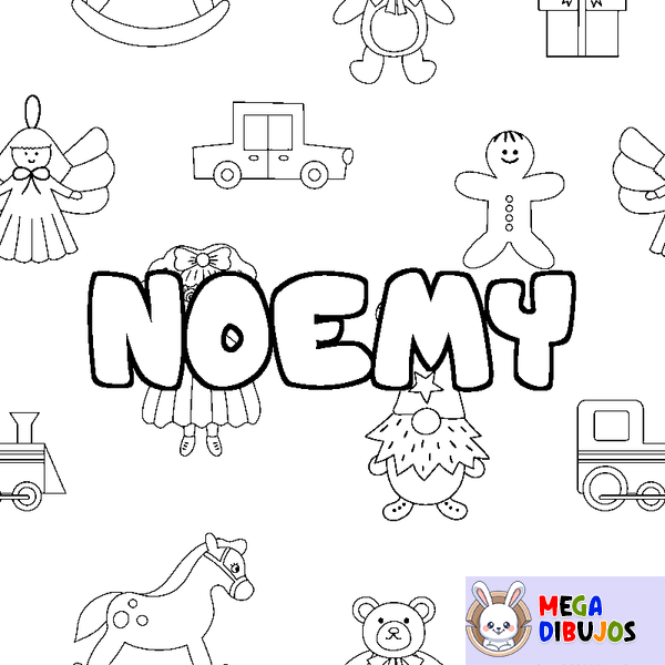 Coloraci&oacute;n del nombre NOEMY - decorado juguetes