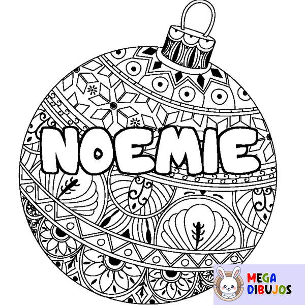 Coloraci&oacute;n del nombre NOEMIE - decorado bola de Navidad