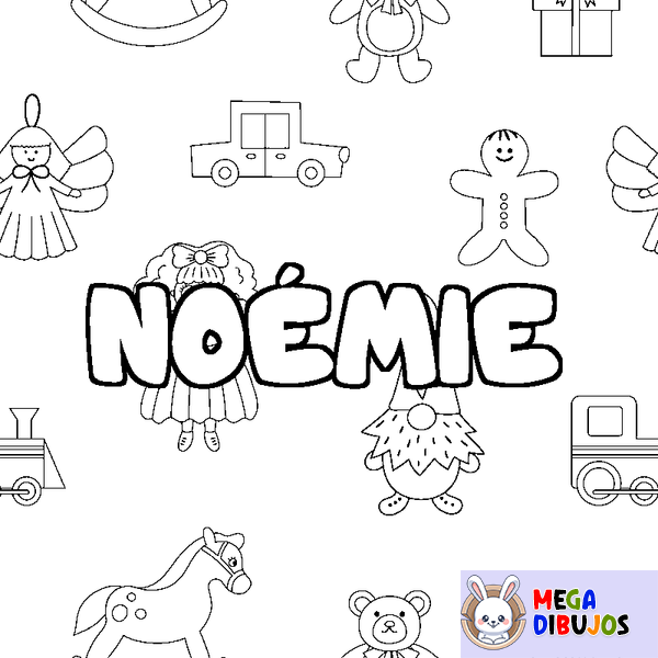 Coloraci&oacute;n del nombre NO&Eacute;MIE - decorado juguetes