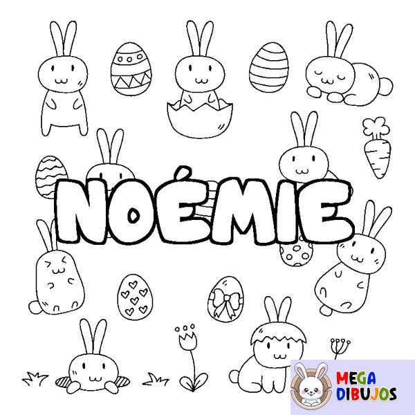 Coloraci&oacute;n del nombre NO&Eacute;MIE - decorado Pascua