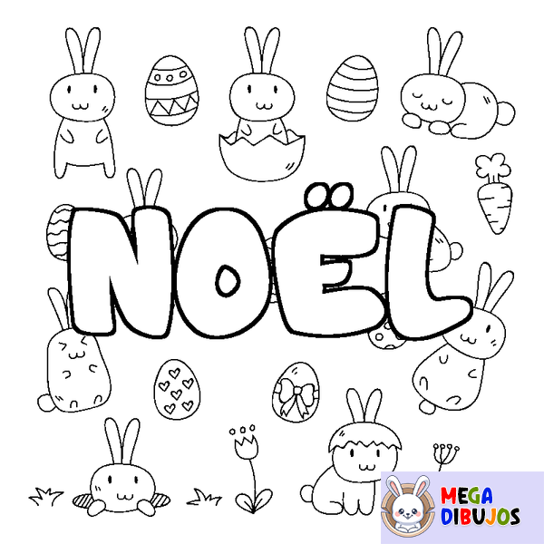 Coloraci&oacute;n del nombre NO&Euml;L - decorado Pascua