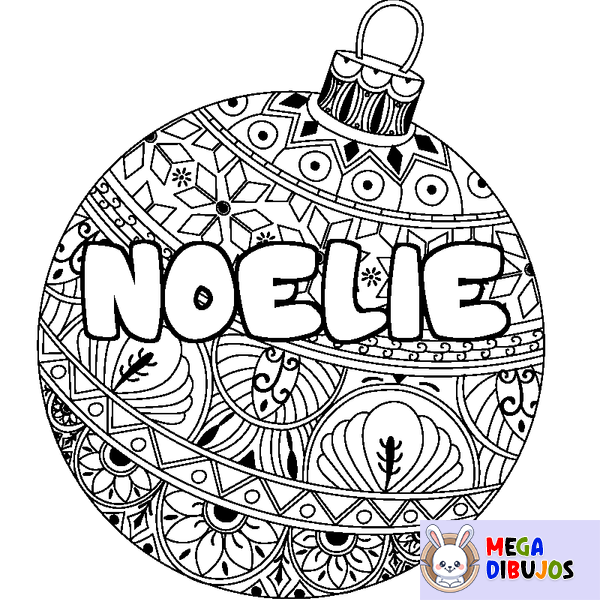 Coloraci&oacute;n del nombre NOELIE - decorado bola de Navidad
