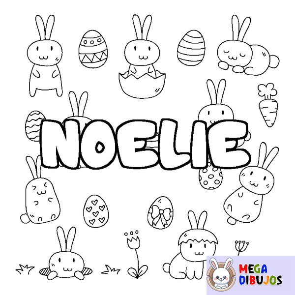 Coloraci&oacute;n del nombre NOELIE - decorado Pascua
