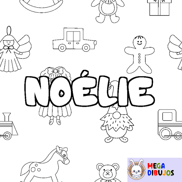 Coloraci&oacute;n del nombre NO&Eacute;LIE - decorado juguetes