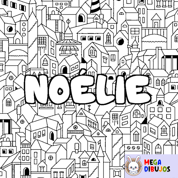 Coloraci&oacute;n del nombre NO&Eacute;LIE - decorado ciudad