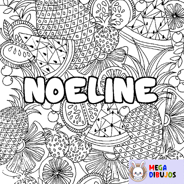 Coloraci&oacute;n del nombre NOELINE - decorado mandala de frutas