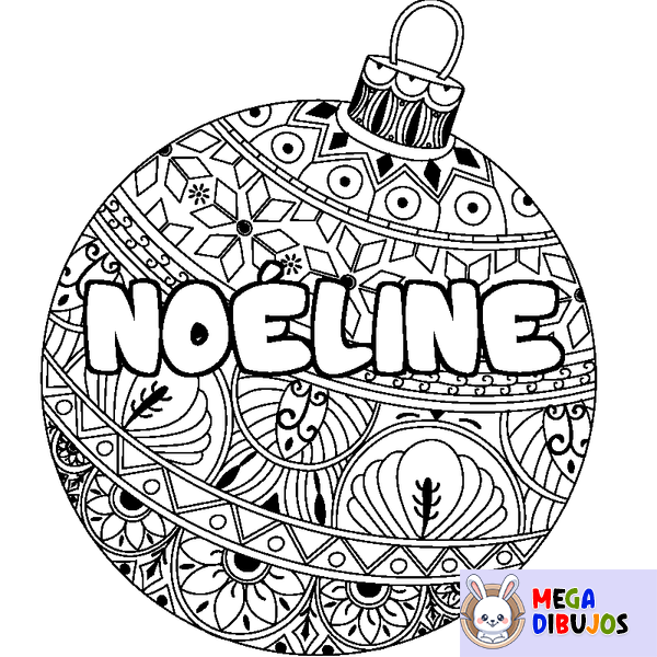 Coloraci&oacute;n del nombre NO&Eacute;LINE - decorado bola de Navidad