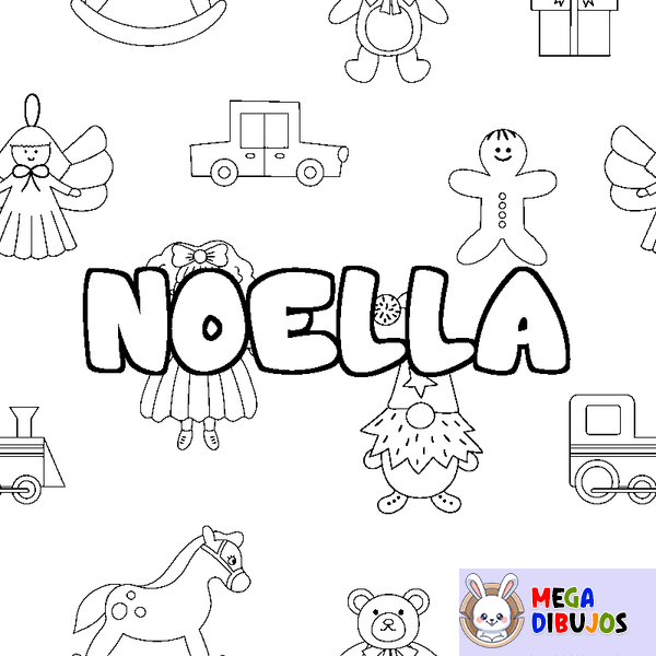 Coloraci&oacute;n del nombre NOELLA - decorado juguetes