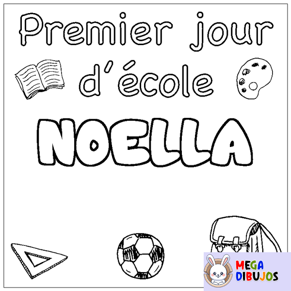 Coloraci&oacute;n del nombre NOELLA - decorado primer d&iacute;a de escuela