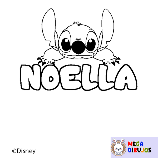 Coloraci&oacute;n del nombre NOELLA - decorado Stitch