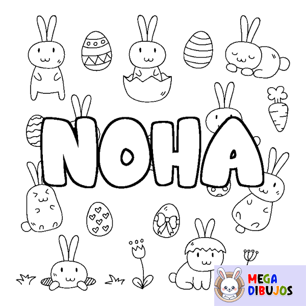 Coloraci&oacute;n del nombre NOHA - decorado Pascua