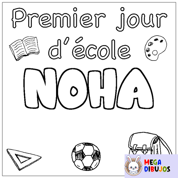 Coloraci&oacute;n del nombre NOHA - decorado primer d&iacute;a de escuela