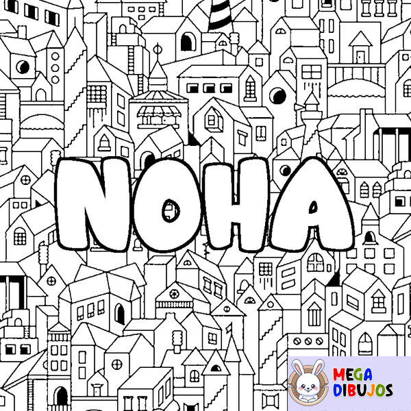 Coloraci&oacute;n del nombre NOHA - decorado ciudad