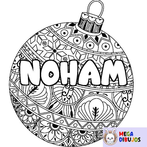 Coloraci&oacute;n del nombre NOHAM - decorado bola de Navidad