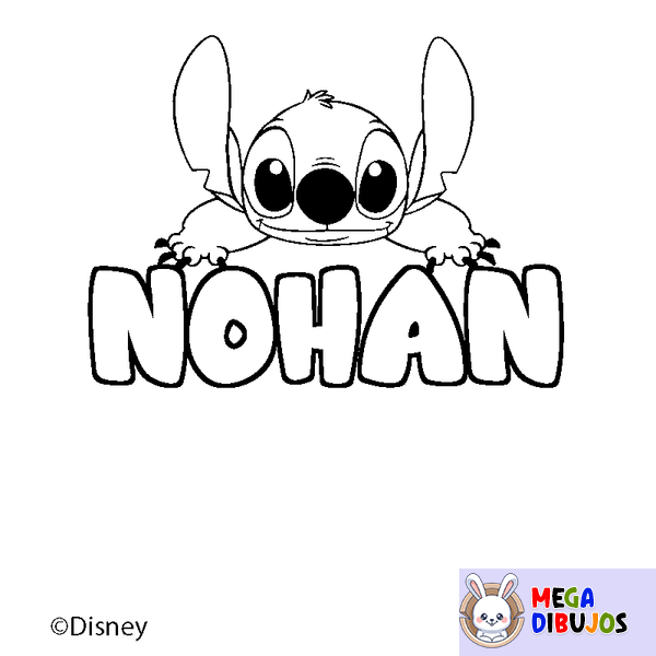 Coloraci&oacute;n del nombre NOHAN - decorado Stitch
