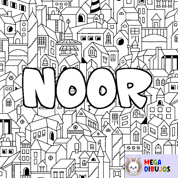 Coloraci&oacute;n del nombre NOOR - decorado ciudad