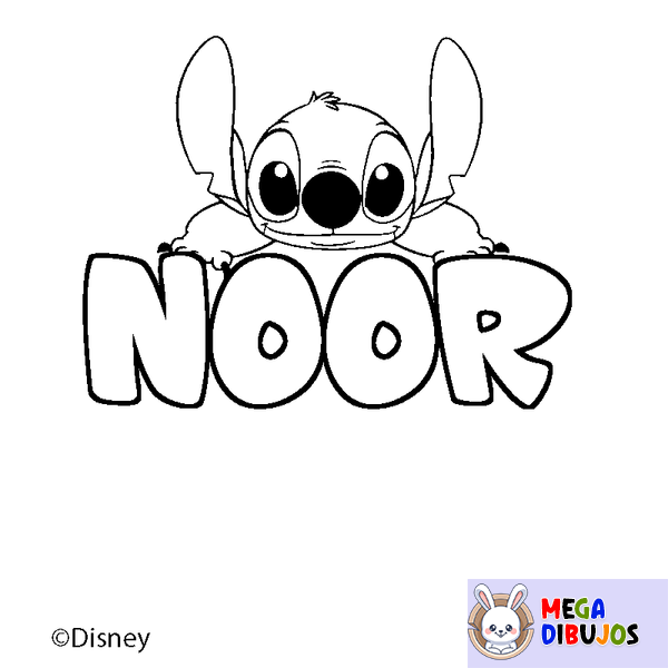 Coloraci&oacute;n del nombre NOOR - decorado Stitch