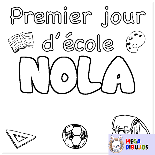 Coloraci&oacute;n del nombre NOLA - decorado primer d&iacute;a de escuela