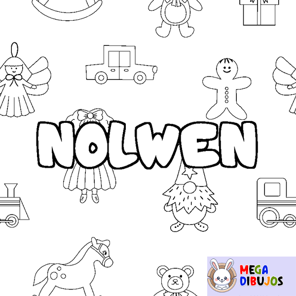 Coloraci&oacute;n del nombre NOLWEN - decorado juguetes
