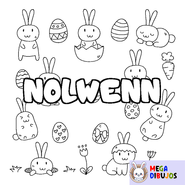 Coloraci&oacute;n del nombre NOLWENN - decorado Pascua