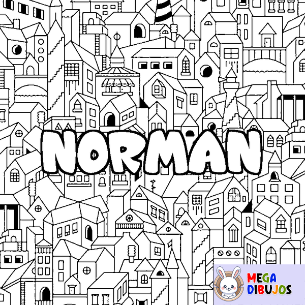 Coloraci&oacute;n del nombre NORMAN - decorado ciudad
