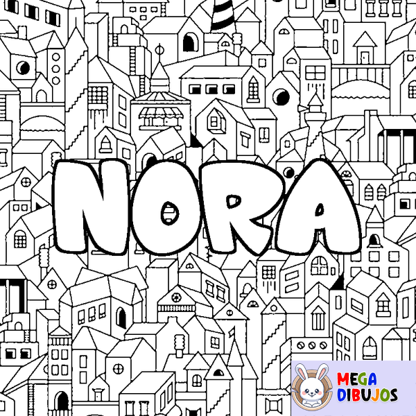 Coloraci&oacute;n del nombre NORA - decorado ciudad