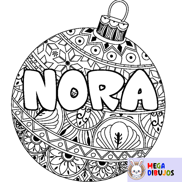 Coloraci&oacute;n del nombre NORA - decorado bola de Navidad