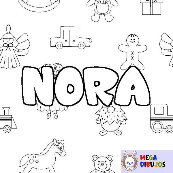 Coloraci&oacute;n del nombre NORA - decorado juguetes