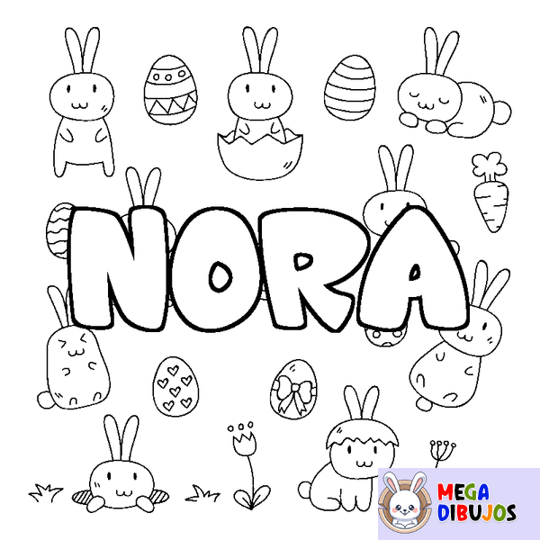 Coloraci&oacute;n del nombre NORA - decorado Pascua