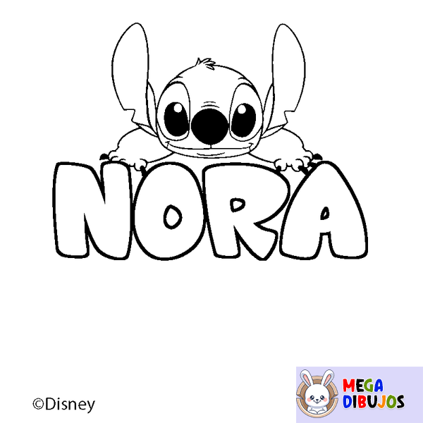 Coloraci&oacute;n del nombre NORA - decorado Stitch
