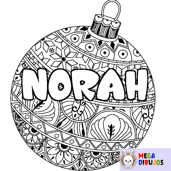 Coloraci&oacute;n del nombre NORAH - decorado bola de Navidad