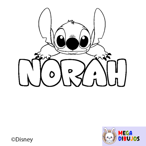 Coloraci&oacute;n del nombre NORAH - decorado Stitch