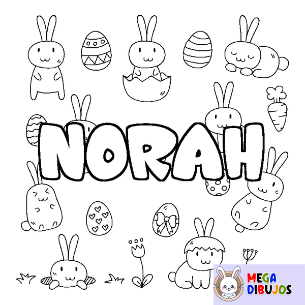 Coloraci&oacute;n del nombre NORAH - decorado Pascua