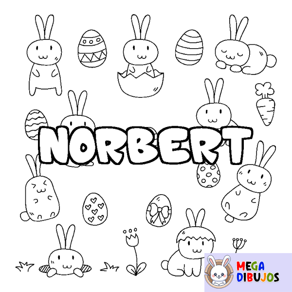 Coloraci&oacute;n del nombre NORBERT - decorado Pascua