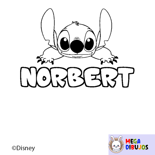 Coloraci&oacute;n del nombre NORBERT - decorado Stitch