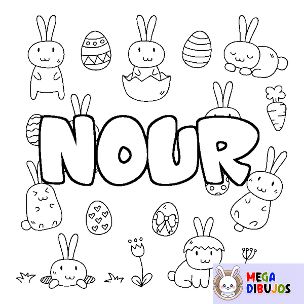 Coloraci&oacute;n del nombre NOUR - decorado Pascua