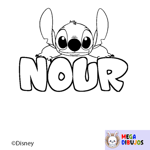 Coloraci&oacute;n del nombre NOUR - decorado Stitch