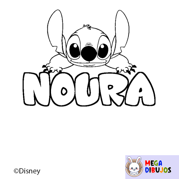 Coloraci&oacute;n del nombre NOURA - decorado Stitch
