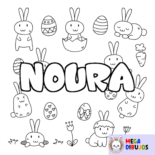 Coloraci&oacute;n del nombre NOURA - decorado Pascua