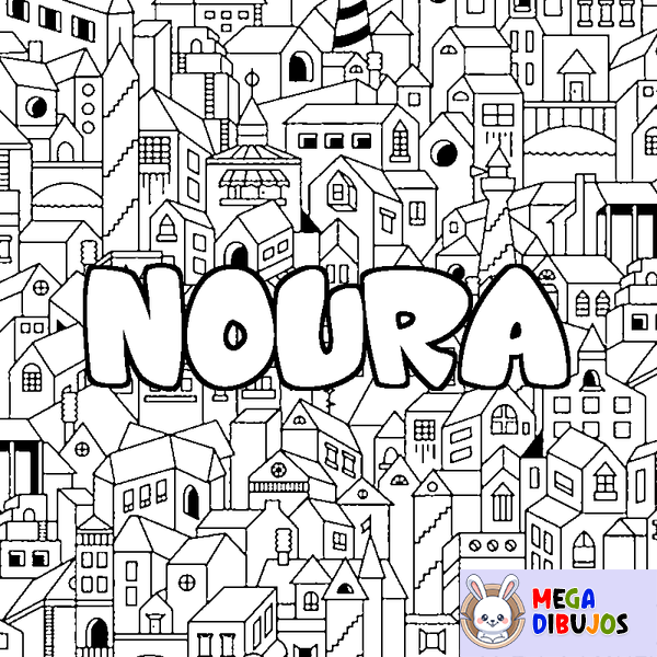 Coloraci&oacute;n del nombre NOURA - decorado ciudad