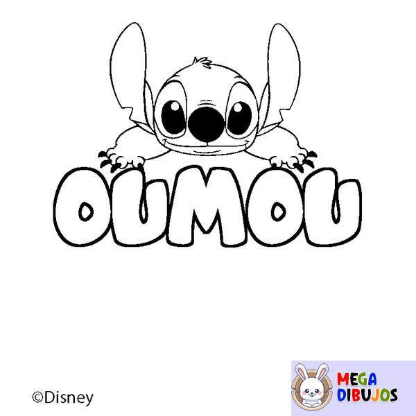 Coloraci&oacute;n del nombre OUMOU - decorado Stitch