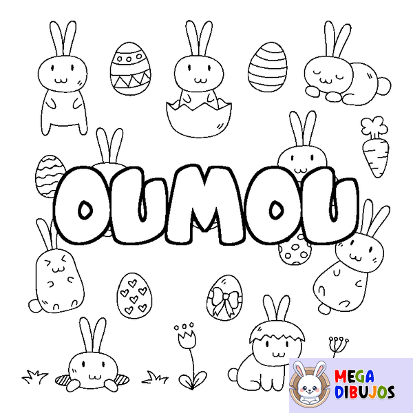 Coloraci&oacute;n del nombre OUMOU - decorado Pascua