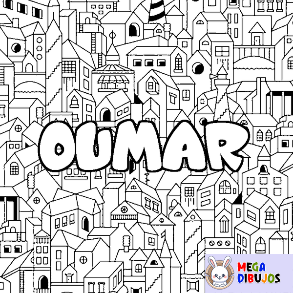 Coloraci&oacute;n del nombre OUMAR - decorado ciudad