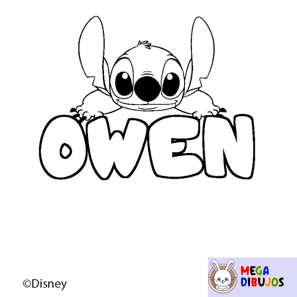 Coloraci&oacute;n del nombre OWEN - decorado Stitch