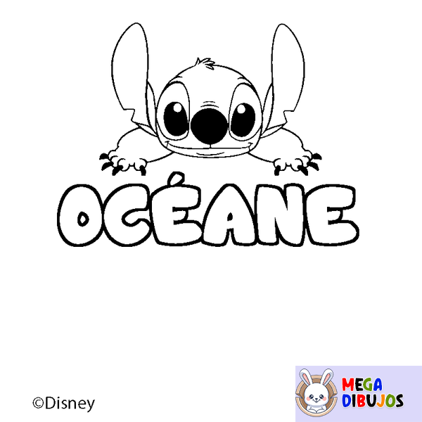 Coloraci&oacute;n del nombre OC&Eacute;ANE - decorado Stitch
