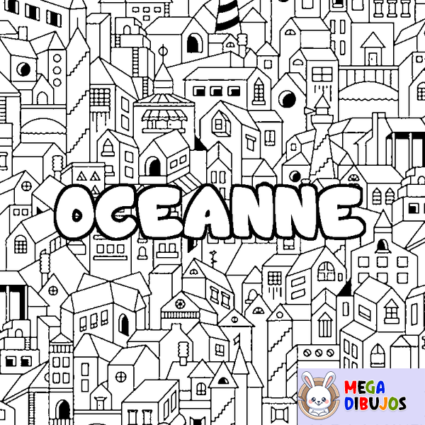 Coloraci&oacute;n del nombre OCEANNE - decorado ciudad