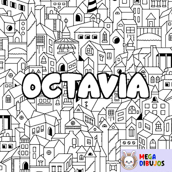 Coloraci&oacute;n del nombre OCTAVIA - decorado ciudad