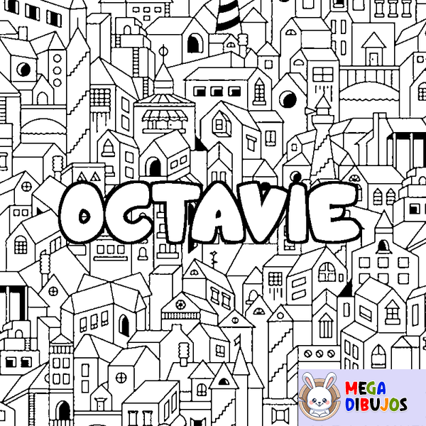 Coloraci&oacute;n del nombre OCTAVIE - decorado ciudad